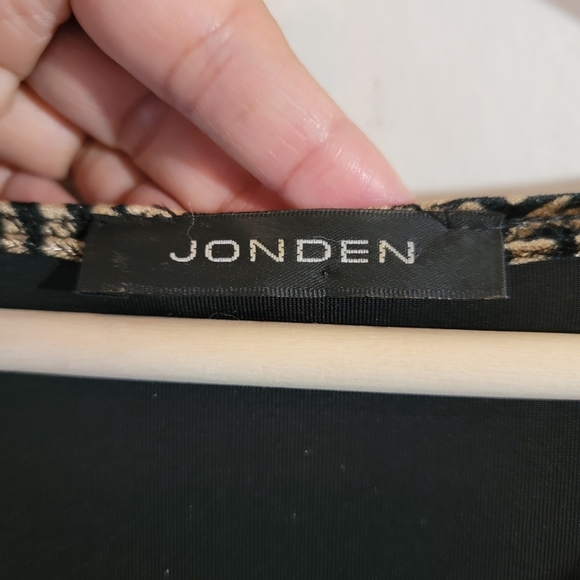 JONDEN Black Tan Paisley Velvet Blouse Sz L Drape Long Sleeve Fall Minimalist - Picture 9 of 11
